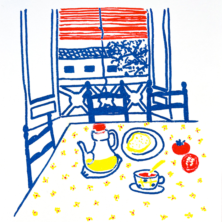 Breakfast in the countryside - risograph