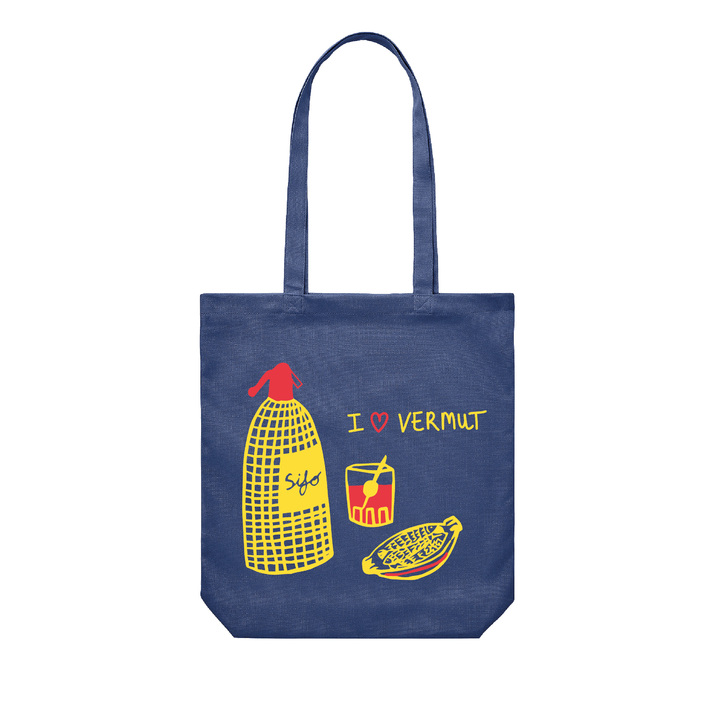 Tote bag "I love vermut" - azul